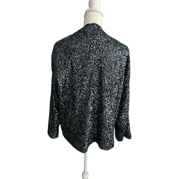 GAP Black Sequin Swing Jacket Blazer Size Medium - Picture 8 of 9